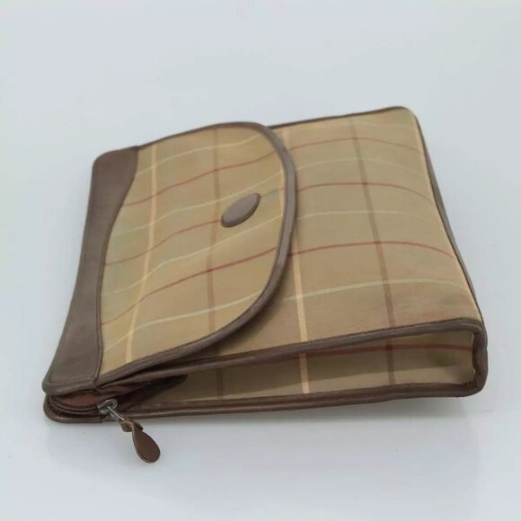 Burberrys Nova Check Clutch Bag Canvas Beige Auth - Picture 9 of 15
